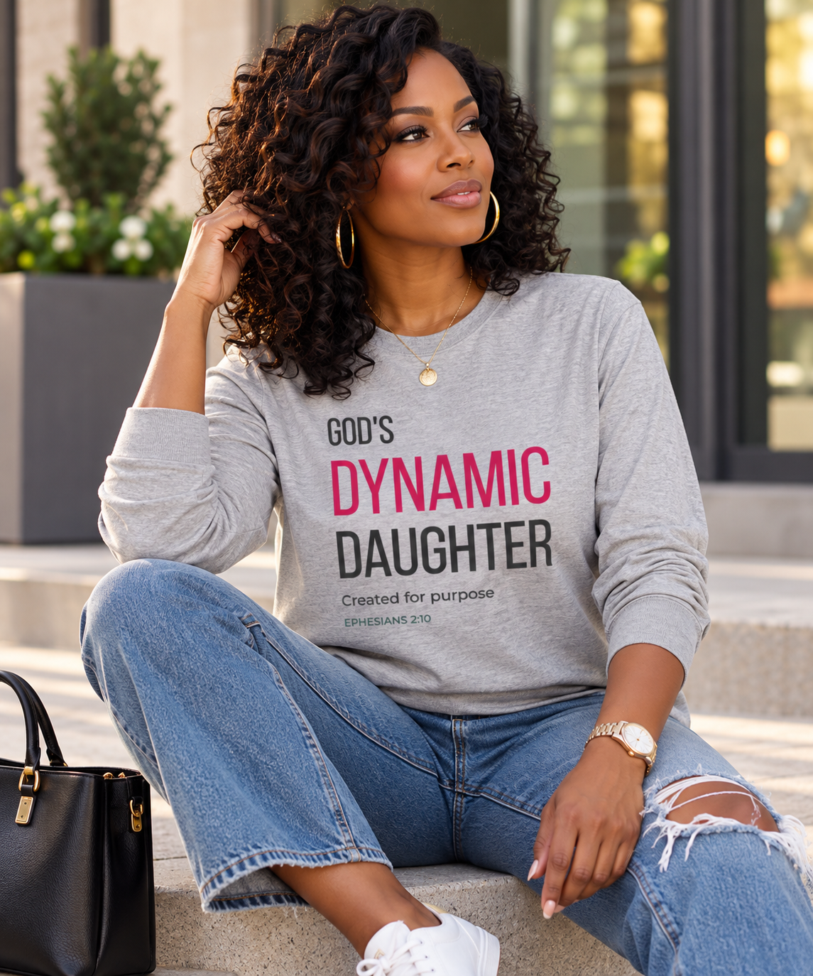 God's Dynamic Daughter Long Sleeve Christian Tee | Love's Culture